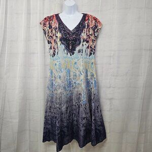 Reba Purple Pink Boho Midi Dress Lace Beaded Goth Hippie Festival 4